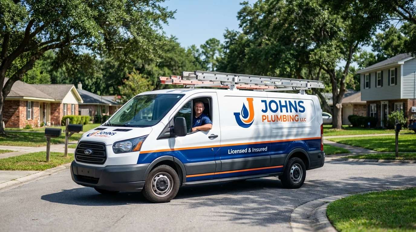 Johns Plumbing LLC service van in Tobaccoville, NC