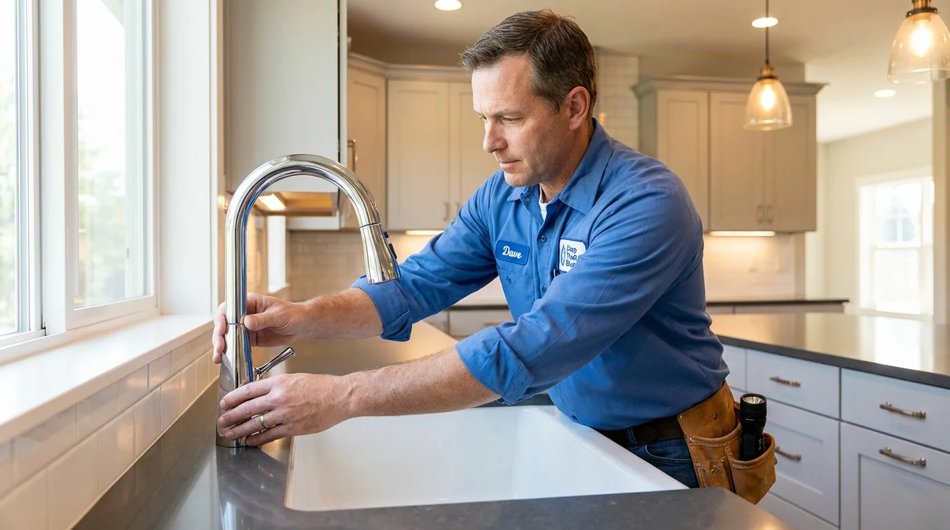 Kitchen faucet installation by Johns Plumbing LLC in Tobaccoville